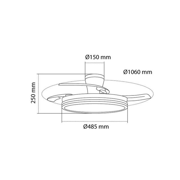 Ventilador LED aspas retráctiles SUPERECO LONG, 45W 4400Lm CCT