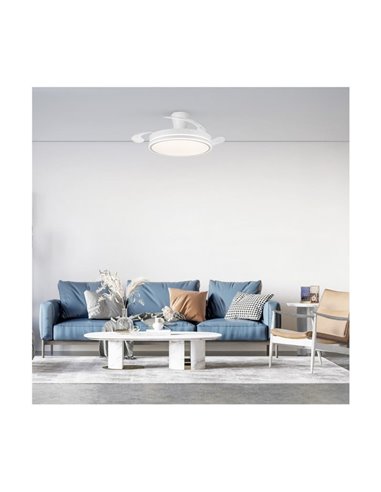 Ventilador LED aspas retráctiles SUPERECO LONG, 45W 4400Lm CCT