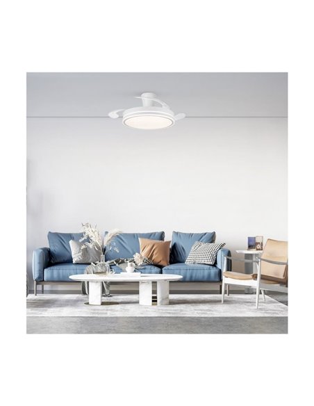Ventilador LED aspas retráctiles SUPERECO LONG, 45W 4400Lm CCT