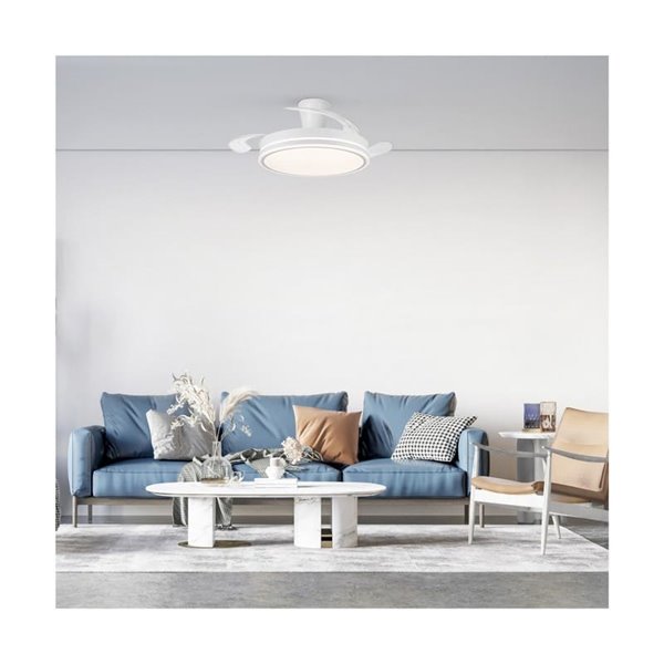 Ventilador LED aspas retráctiles SUPERECO LONG, 45W 4400Lm CCT