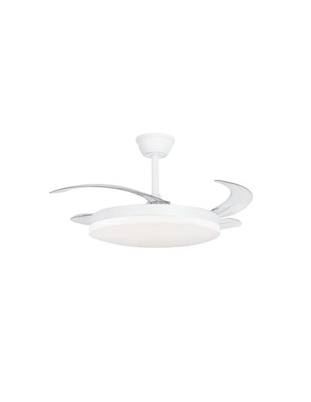 Ventilador LED de techo con aspas retráctiles MILKY L EVO, smart, 72W 7920Lm CCT Dim