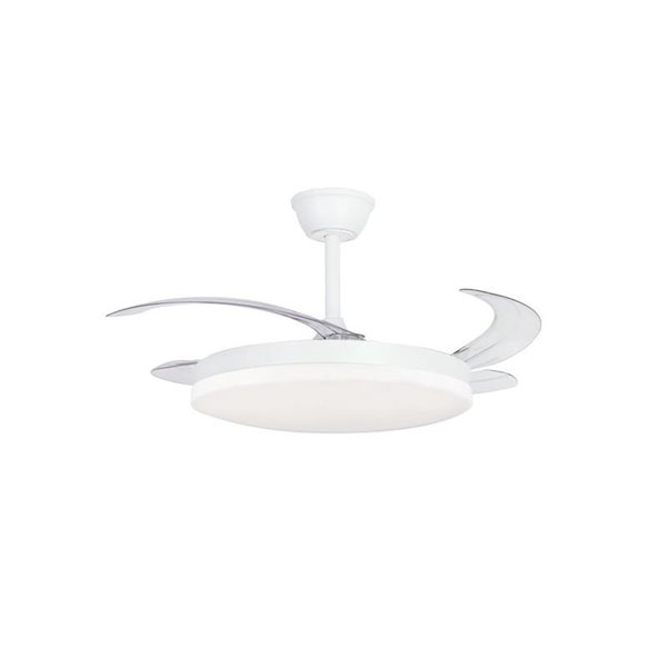 Ventilador LED de techo con aspas retráctiles MILKY L EVO, smart, 72W 7920Lm CCT Dim