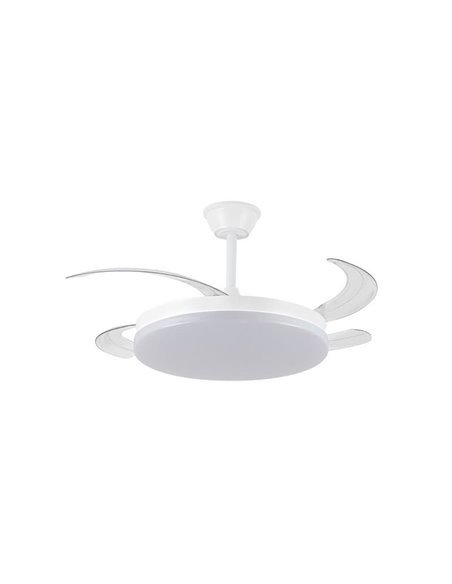 Ventilador LED de techo con aspas retráctiles MILKY L EVO, smart, 72W 7920Lm CCT Dim