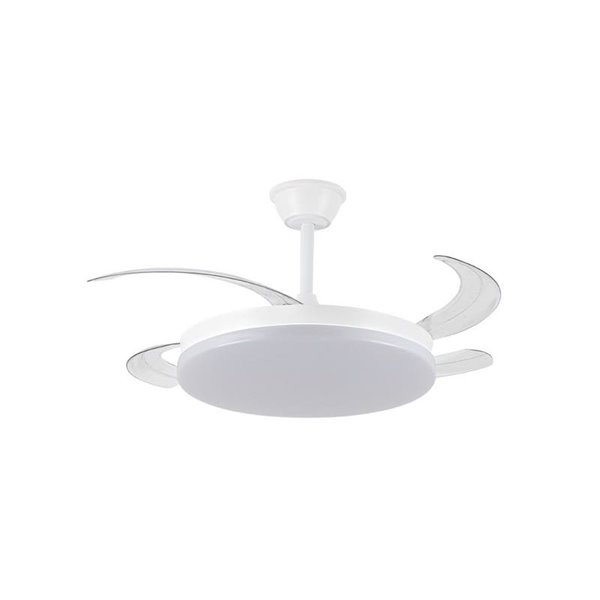 Ventilador LED de techo con aspas retráctiles MILKY L EVO, smart, 72W 7920Lm CCT Dim