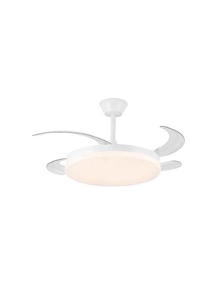 Ventilador LED de techo con aspas retráctiles MILKY L EVO, smart, 72W 7920Lm CCT Dim