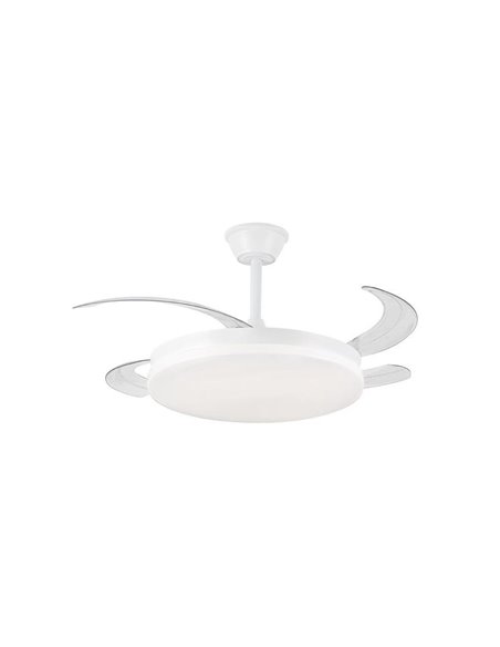 Ventilador LED de techo con aspas retráctiles MILKY L EVO, smart, 72W 7920Lm CCT Dim