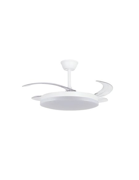 Ventoinha de teto LED com pás retráteis MILKY L EVO, inteligente, 72W 7920Lm CCT Dim