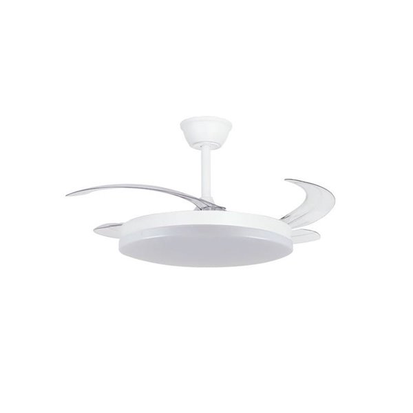 Ventilador LED de techo con aspas retráctiles MILKY L EVO, smart, 72W 7920Lm CCT Dim