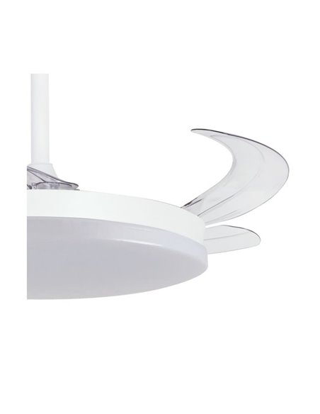 Ventoinha de teto LED com pás retráteis MILKY L EVO, inteligente, 72W 7920Lm CCT Dim