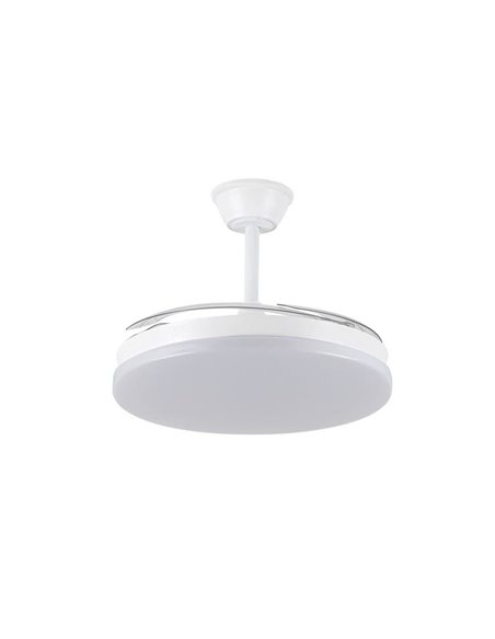 Ventoinha de teto LED com pás retráteis MILKY L EVO, inteligente, 72W 7920Lm CCT Dim