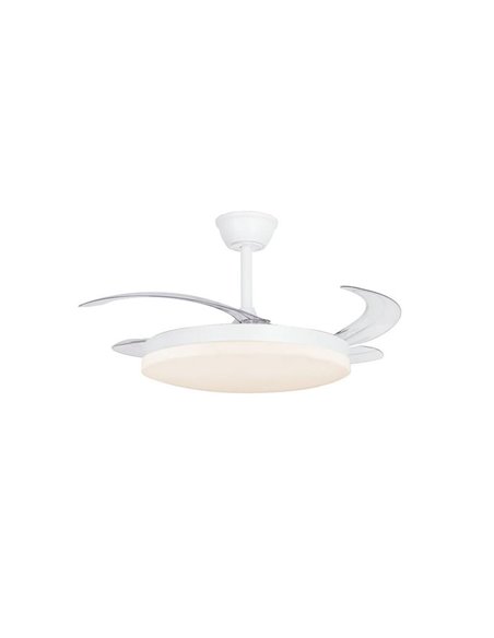 Ventilador LED de techo con aspas retráctiles MILKY L EVO, smart, 72W 7920Lm CCT Dim