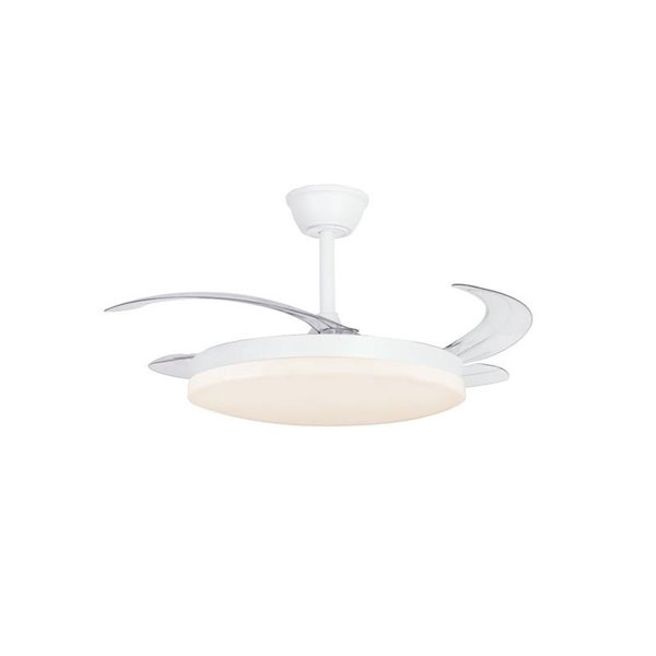 Ventilador LED de techo con aspas retráctiles MILKY L EVO, smart, 72W 7920Lm CCT Dim