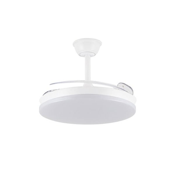 Ventilateur de plafond LED Milky M Eco à pales rétractables, 45 W, 4 400 lm CCT