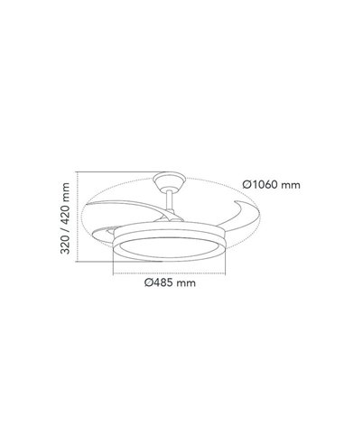 Ventilador LED de techo con aspas retráctiles MILKY M ECO, 45W 4400Lm CCT