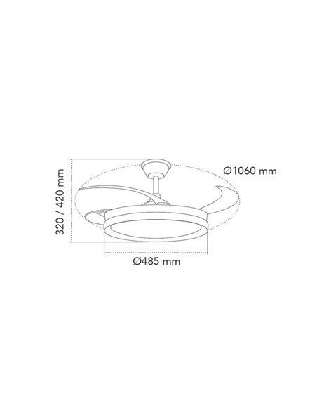 Ventilador LED de techo con aspas retráctiles MILKY M ECO, 45W 4400Lm CCT