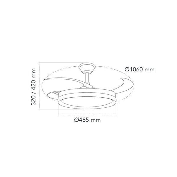 Ventilador LED de techo con aspas retráctiles MILKY M ECO, 45W 4400Lm CCT
