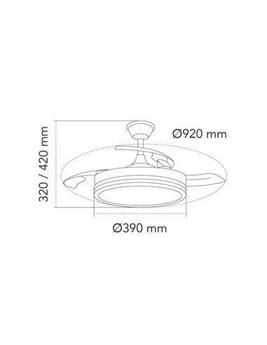 Ventilateur de plafond LED Milky S Eco à pales rétractables, 39 W, 3 822 lm, CCT