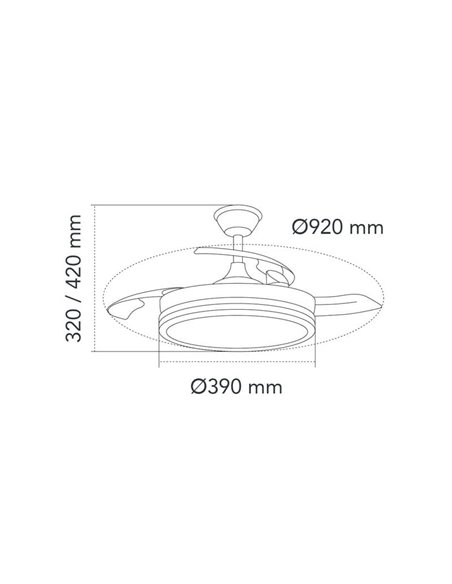 Ventilador LED de techo con aspas retráctiles MILKY S ECO, 39W 3822Lm CCT