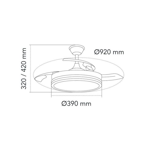 Ventilador LED de techo con aspas retráctiles MILKY S ECO, 39W 3822Lm CCT