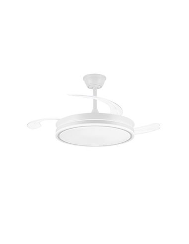 Ventilateur de plafond LED à pales rétractables EVO blanc, 72W 7920Lm CCT Dim Smart