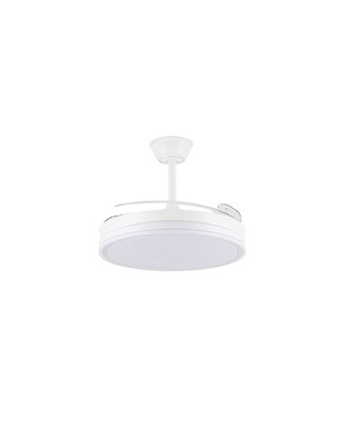 Ventilateur de plafond LED à pales rétractables EVO blanc, 72W 7920Lm CCT Dim Smart