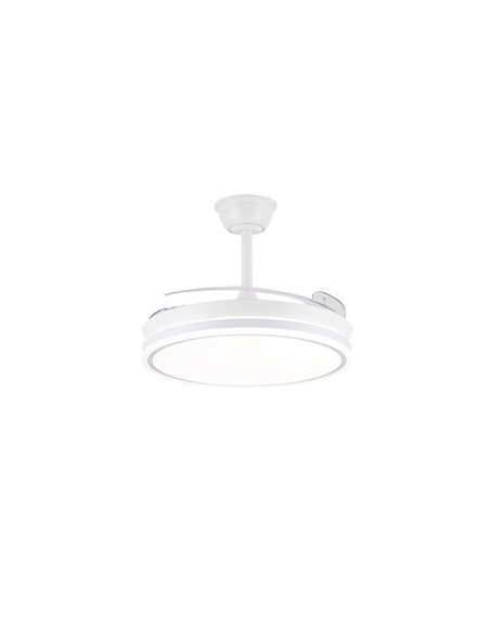 Ventilateur de plafond LED à pales rétractables EVO blanc, 72W 7920Lm CCT Dim Smart