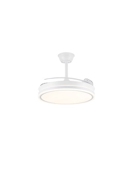 Ventilateur de plafond LED à pales rétractables EVO blanc, 72W 7920Lm CCT Dim Smart