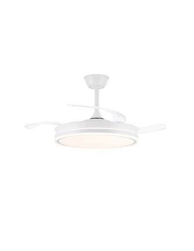 Ventoinha de teto LED com pás retráteis EVO branco, 72W 7920Lm CCT Dim Smart