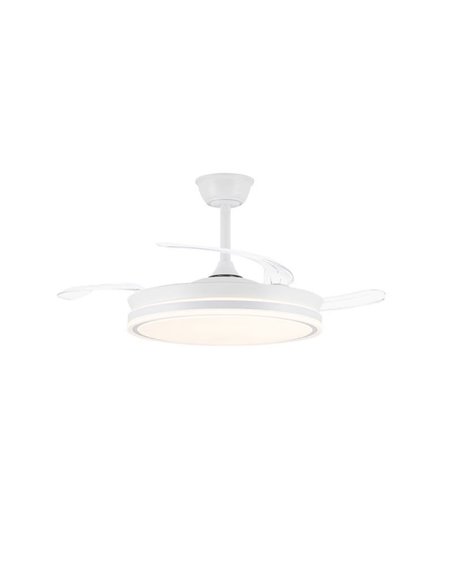 Ventilateur de plafond LED à pales rétractables EVO blanc, 72W 7920Lm CCT Dim Smart