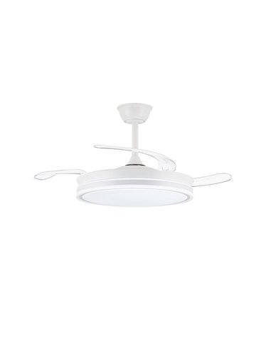 Ventoinha de teto LED com pás retráteis EVO branco, 72W 7920Lm CCT Dim Smart