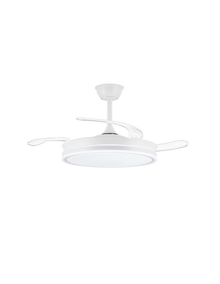 Ventilateur de plafond LED à pales rétractables EVO blanc, 72W 7920Lm CCT Dim Smart