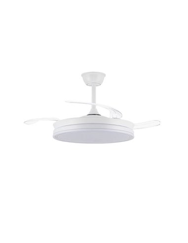 Ventoinha de teto LED com pás retráteis EVO branco, 72W 7920Lm CCT Dim Smart