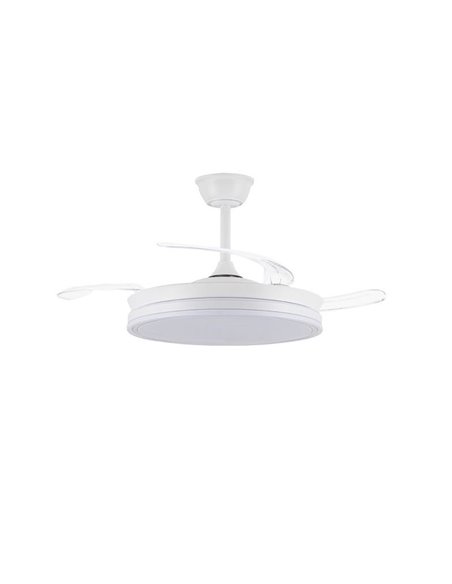 Ventilateur de plafond LED à pales rétractables EVO blanc, 72W 7920Lm CCT Dim Smart