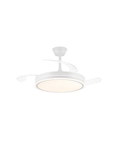Ventoinha de teto LED com pás retráteis EVO branco, 72W 7920Lm CCT Dim Smart
