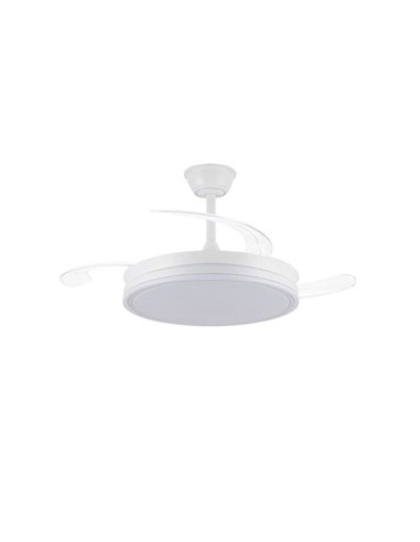 Ventilateur de plafond LED à pales rétractables EVO blanc, 72W 7920Lm CCT Dim Smart