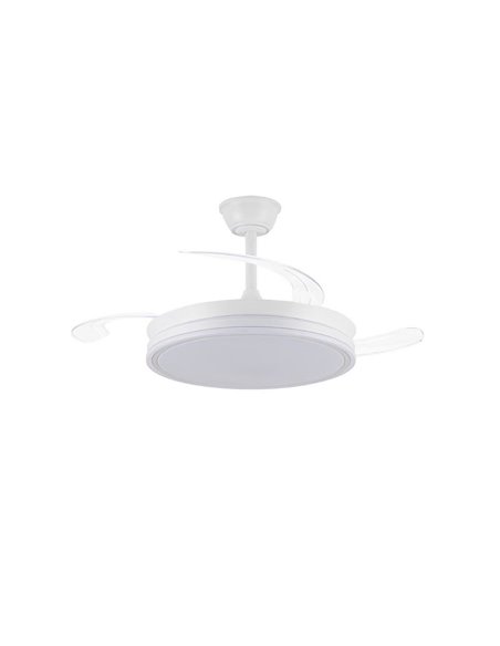 Ventilateur de plafond LED à pales rétractables EVO blanc, 72W 7920Lm CCT Dim Smart