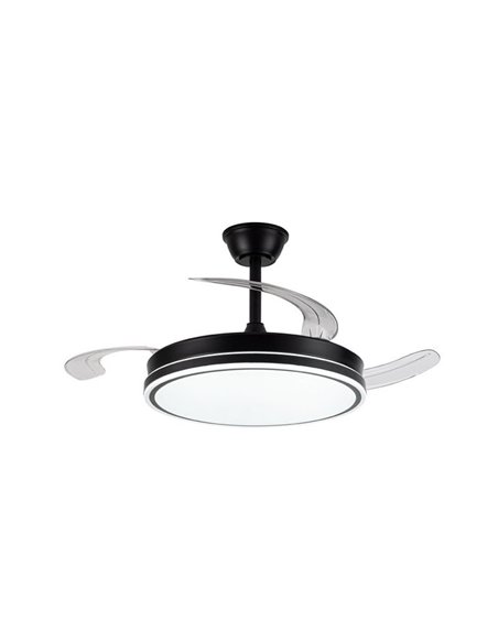 Ventilador de techo LED con aspas retráctiles EVO negro, 72W 7920Lm CCT Dim Smart