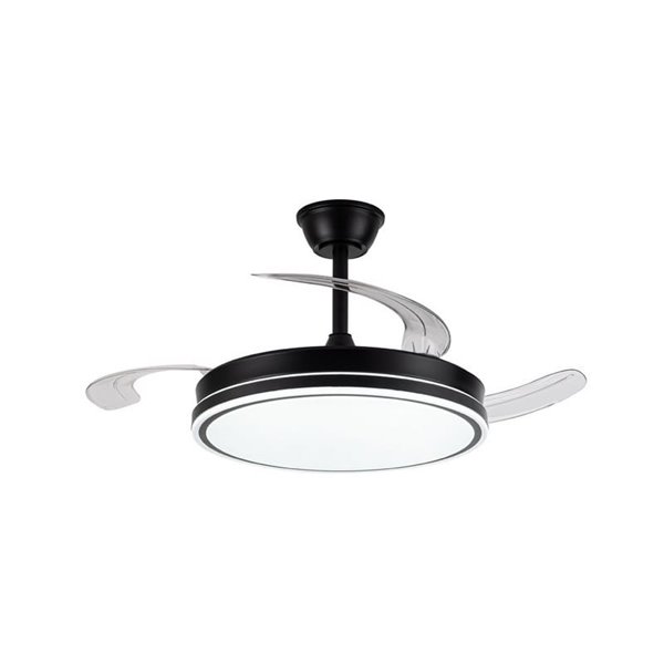 Ventilador de techo LED con aspas retráctiles EVO negro, 72W 7920Lm CCT Dim Smart