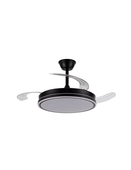 Ventilateur de plafond LED à pales rétractables EVO noir, 72W 7920Lm CCT Dim Smart