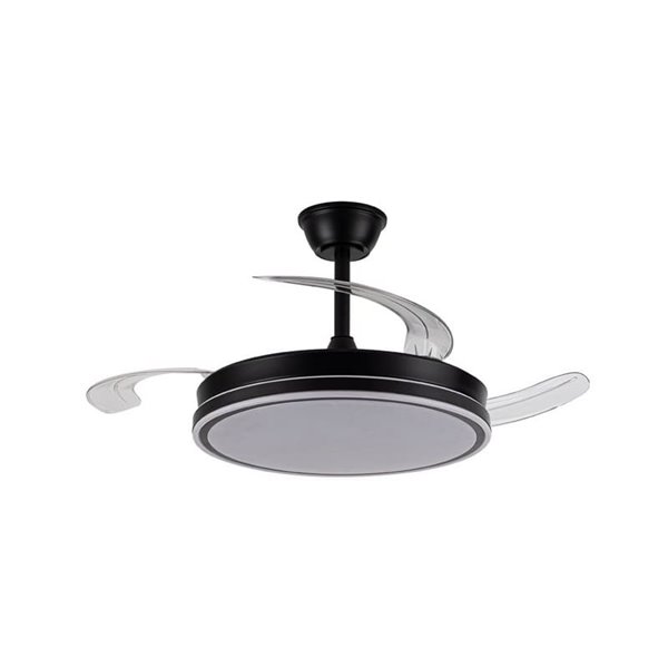 Ventilador de techo LED con aspas retráctiles EVO negro, 72W 7920Lm CCT Dim Smart
