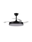 Ventilador de techo LED con aspas retráctiles EVO negro, 72W 7920Lm CCT Dim Smart