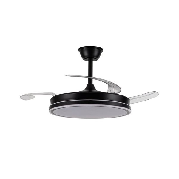 Ventilador de techo LED con aspas retráctiles EVO negro, 72W 7920Lm CCT Dim Smart