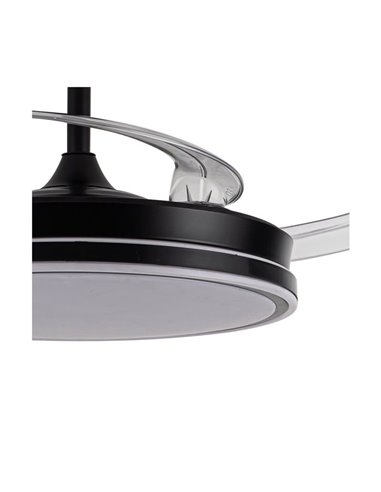 Ventoinha de teto LED com pás retráteis EVO preto, 72W 7920Lm CCT Dim Smart