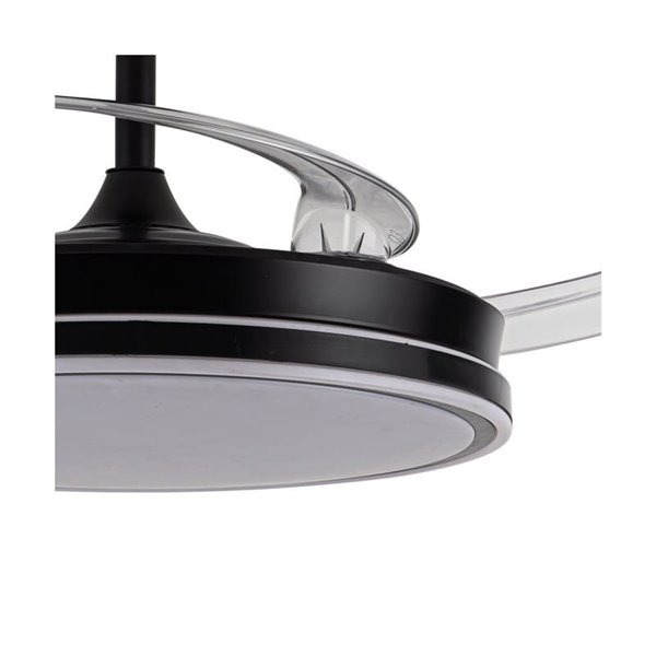 Ventilador de techo LED con aspas retráctiles EVO negro, 72W 7920Lm CCT Dim Smart