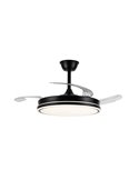 Ventilador de techo LED con aspas retráctiles EVO negro, 72W 7920Lm CCT Dim Smart