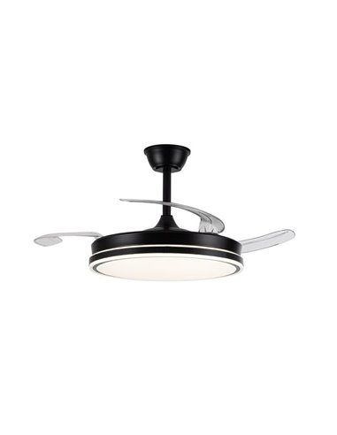 Ventilateur de plafond LED à pales rétractables EVO noir, 72W 7920Lm CCT Dim Smart