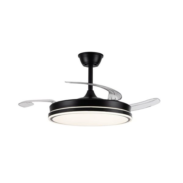 Ventilador de techo LED con aspas retráctiles EVO negro, 72W 7920Lm CCT Dim Smart