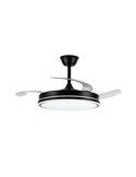 Ventilador de techo LED con aspas retráctiles EVO negro, 72W 7920Lm CCT Dim Smart