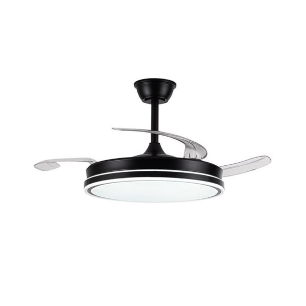 Ventilador de techo LED con aspas retráctiles EVO negro, 72W 7920Lm CCT Dim Smart