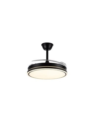 Ventoinha de teto LED com pás retráteis EVO preto, 72W 7920Lm CCT Dim Smart